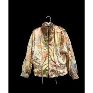 VTG 80s 90s R.E. Sport Womens Jacket Sz Medium Colorblock Windbreaker Art Retro